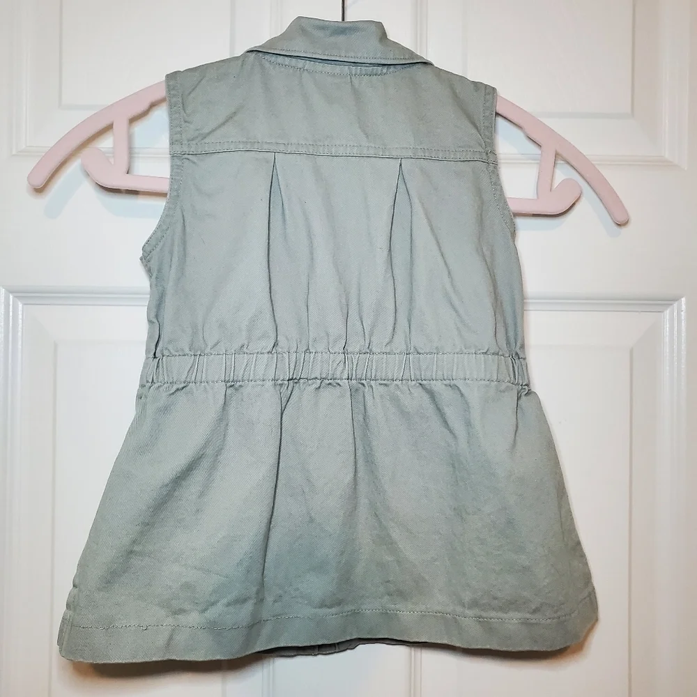 Aspen Kids Zip Up Khaki Green Utility Vest Sz 5